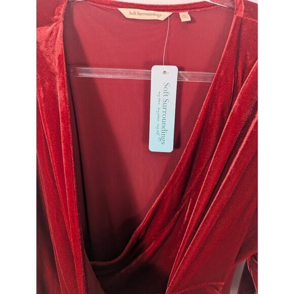 Soft Surroundings Hyannis Velvet Surplice V-Neck Red Dahlia Dress Size XL NWT - Picture 6 of 9